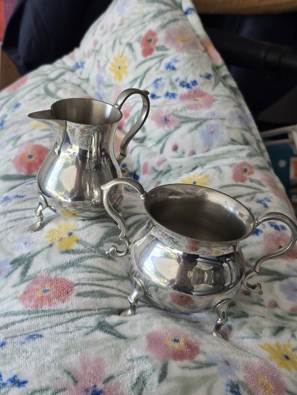 Vintage Williamsburg Krik Stieff Pewter CREAMER & SUGAR 2 PIECE SET